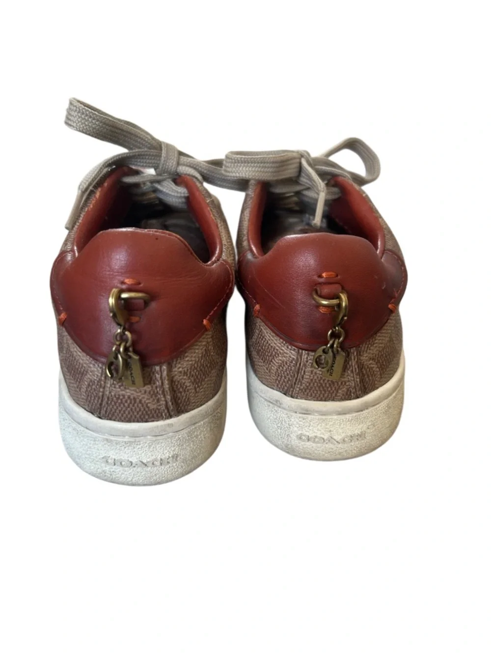 Coach Women’s Signature Canvas Sneakers with Brown Leather Trim - Picture 3 of 9